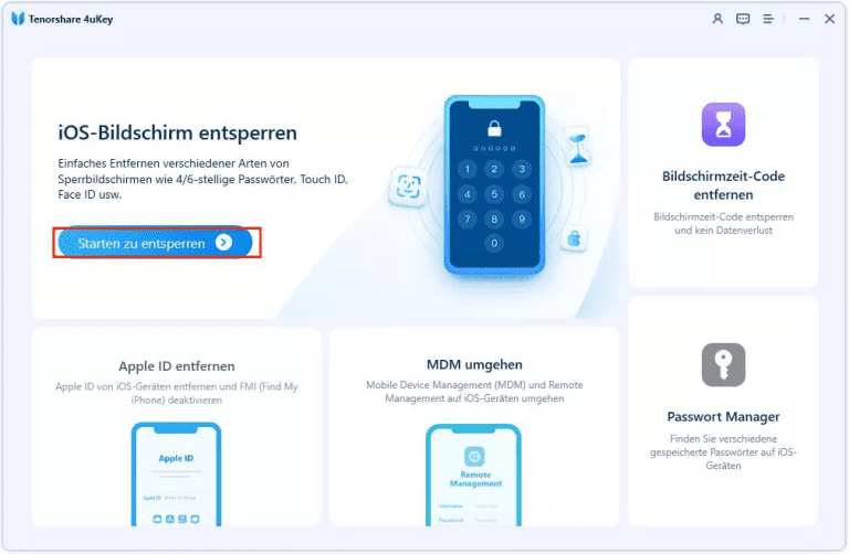 Effektiver Weg zum Entsperren des gesperrten iPhone 15 – Tenorshare 4Ukey